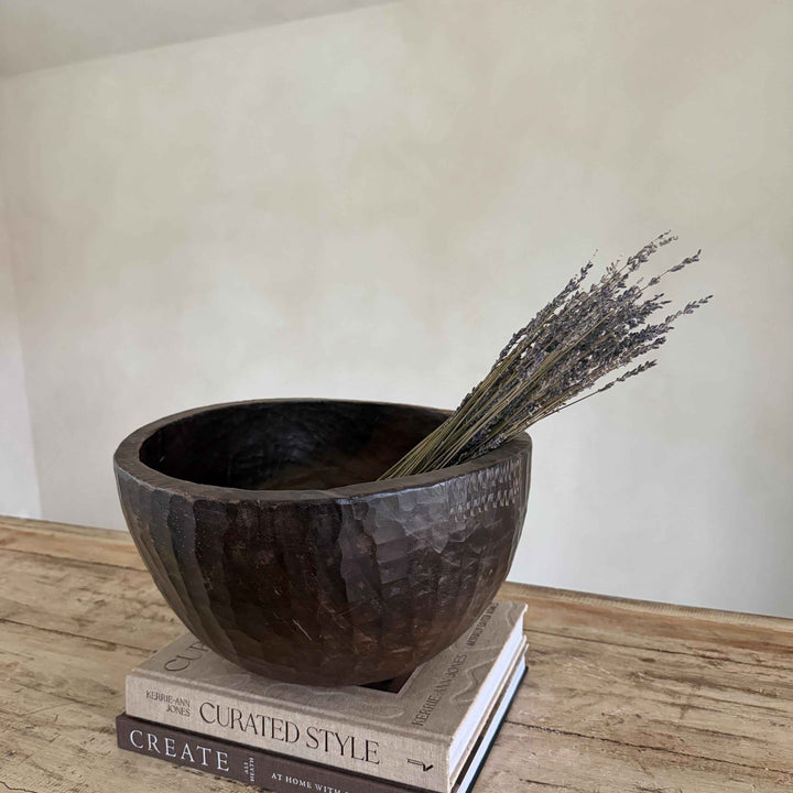 Vintage Teak Wood Dough Bowl | Rustic Hand Carved Bowl