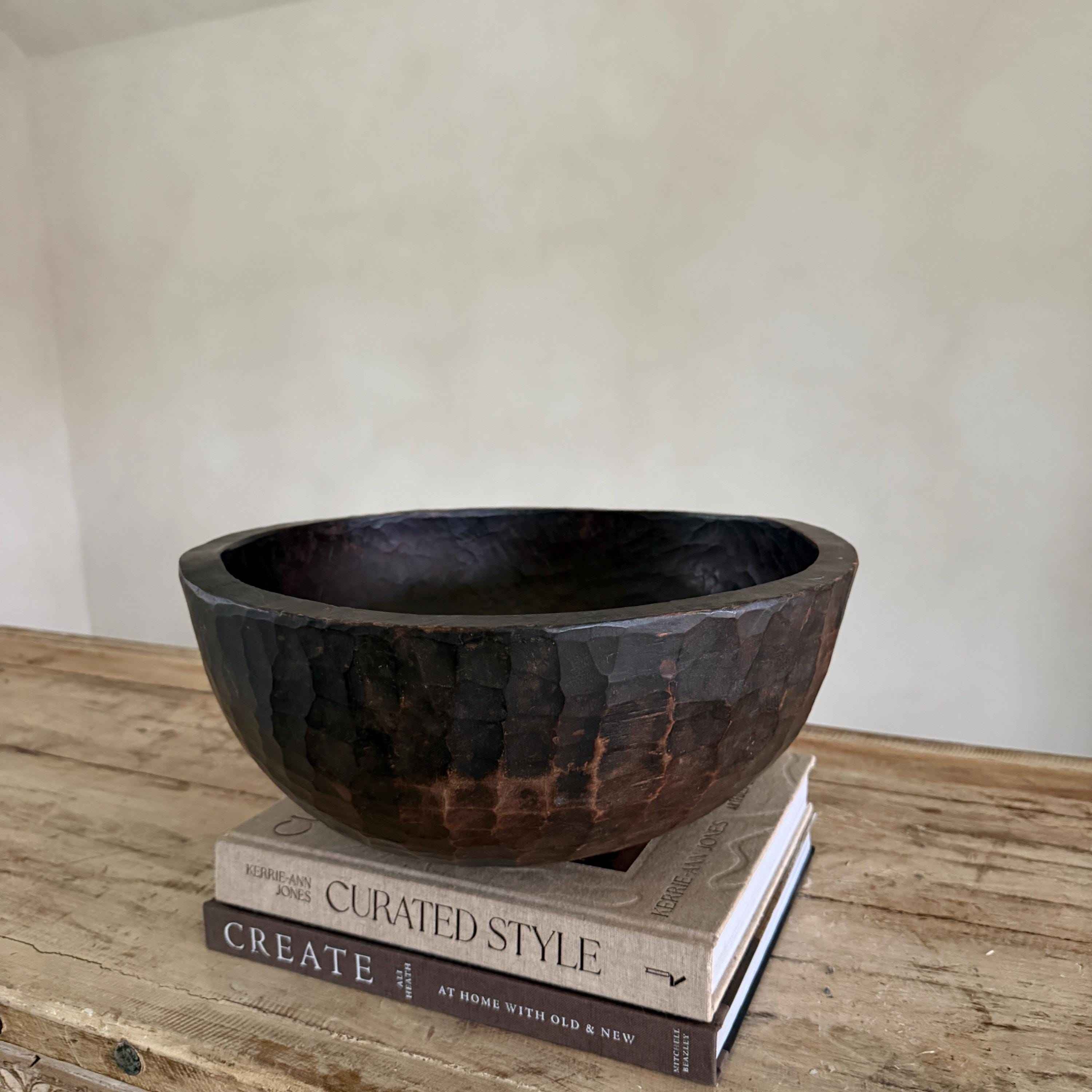 Vintage Teak Wood Dough Bowl | Rustic Hand Carved Bowl