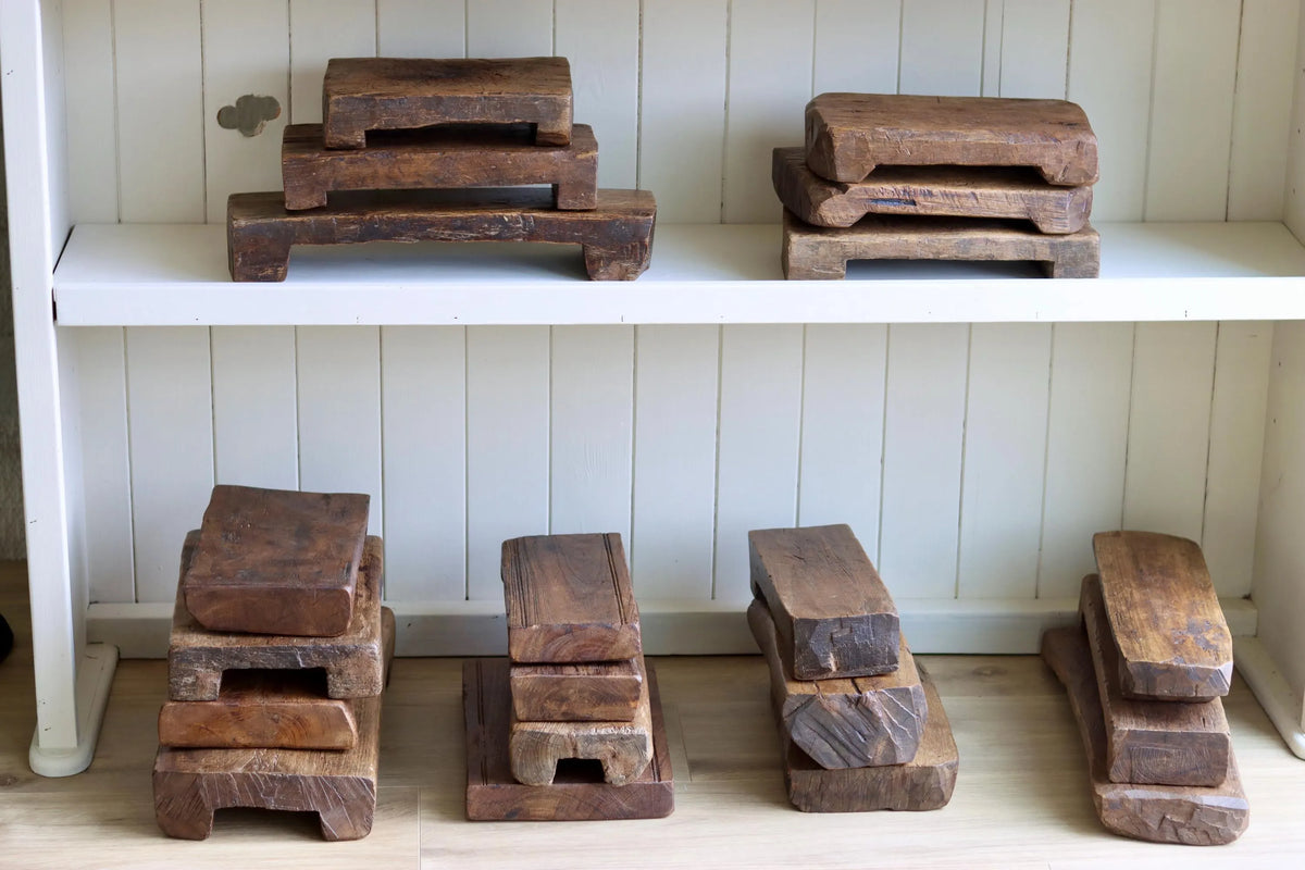 Antique Small Riser Project Kalaā Vintage Rustic Rectangular Vintage Wooden Riser From India