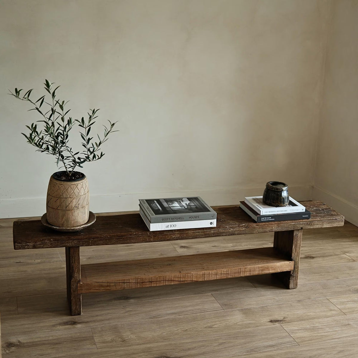 Long Teak Slab Bench 62"