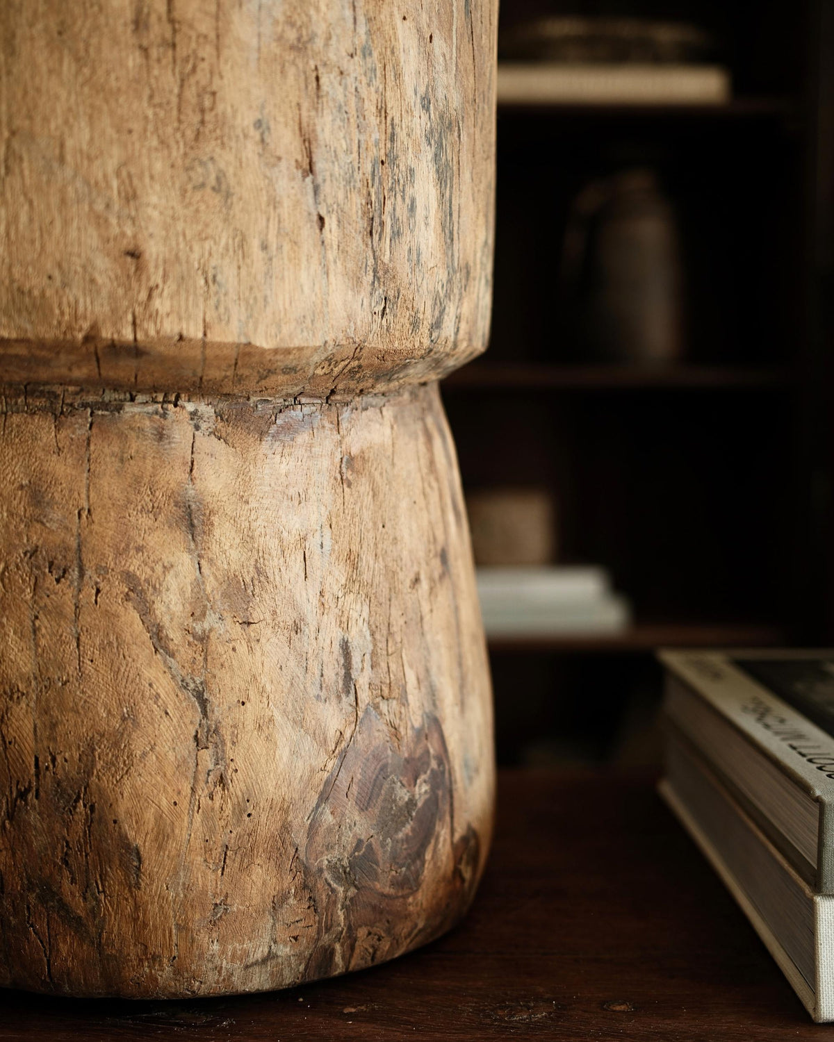 Antique Wooden Ukhali Planter